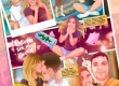 Lámina personalizada en formato cómic que muestra una historia real de pareja: su primer beso convertido en cómic como regalo de aniversario. cómic personalizado. Ilustración romántica lista para colgar en la pared.