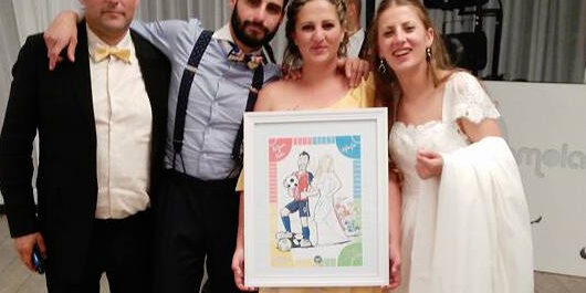 Resultado Final Caricatura personalizada: parches, fútbol, niños y bodas