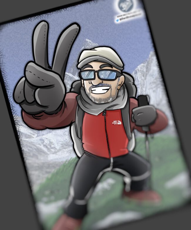 Caricatura personalizada 3 Caricatura personalizada tipo cómic - Montañeros y viñetas