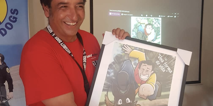 Caricatura Personalizada - Ángel y sus Perros protectores de víctimas de violencia de género - Resultado final