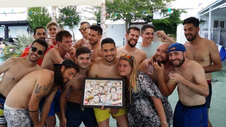 Ilustración Caricatura Personalizada - Selfie amigos regalo