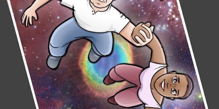 Ilustración Caricatura Personalizada – Pareja – fly me to the moon 4 Ilustración Caricatura Personalizada - Pareja - fly me to the moon