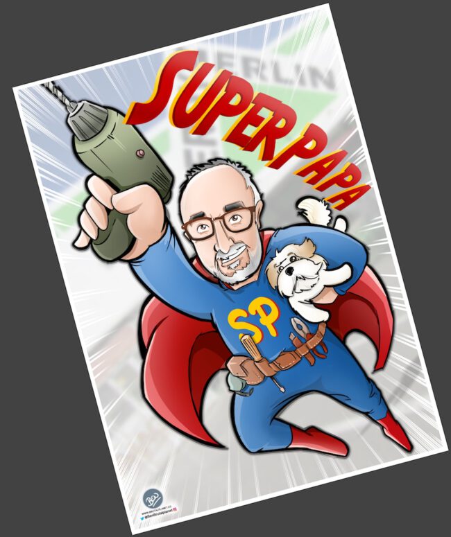 Ilustración – Caricatura personalizada – SuperPapa 4 Ilustración - Caricatura personalizada - SuperPapa 4