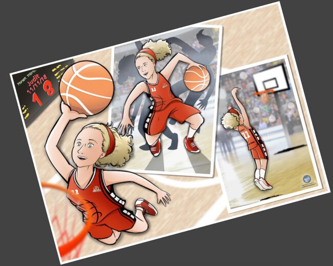 Ilustración – Caricatura Personalizada – Pasión por el baloncesto 1 Ilustración - Caricatura Personalizada - Pasión por el baloncesto 1