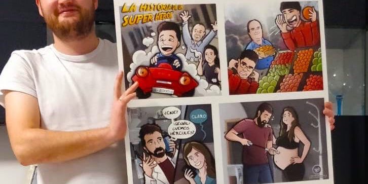 Composición Ilustración Personalizada - Historia del superhéroe de la familia - cómic personalizado - caricatura personalizada - tuvidaencomic.com - BEN - Testimonio Mini