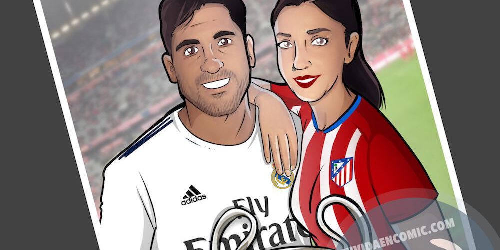 Ilustración Caricatura Personalizada - Amor y rivalidad son compatibles 3