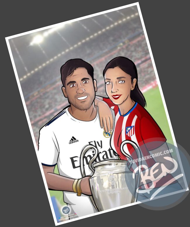 Ilustración Caricatura Personalizada – Amor y rivalidad son compatibles 3 Ilustración Caricatura Personalizada - Amor y rivalidad son compatibles 3