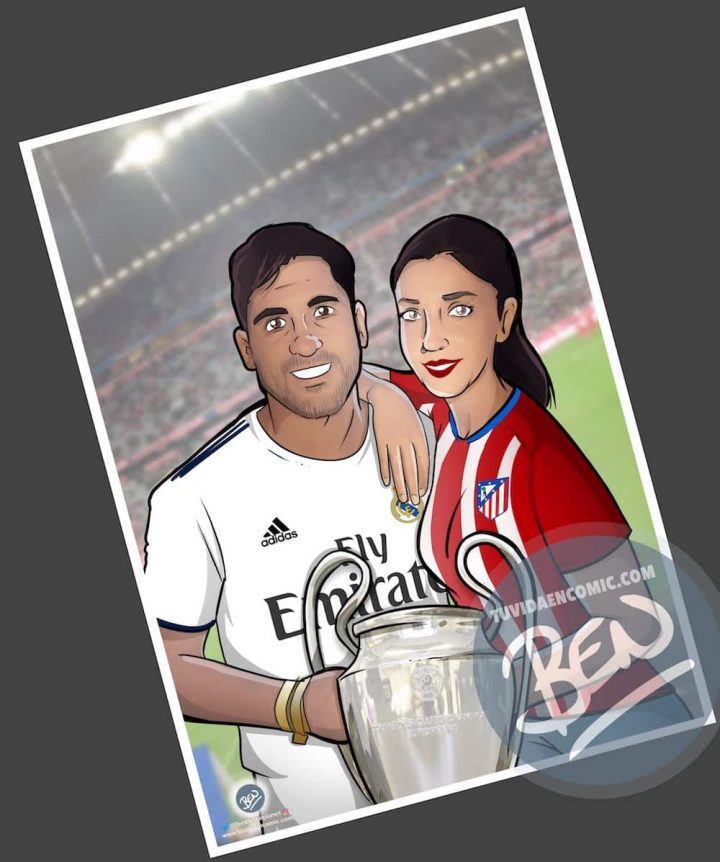 Ilustración Caricatura Personalizada - Amor y rivalidad son compatibles 3