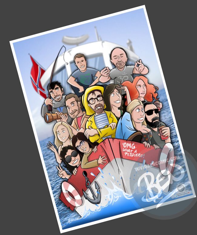 Ilustración Caricatura Personalizada – Un recuerdo para el amigo que se va – 4 Ilustración Caricatura Personalizada - Un recuerdo para el amigo que se va - 4