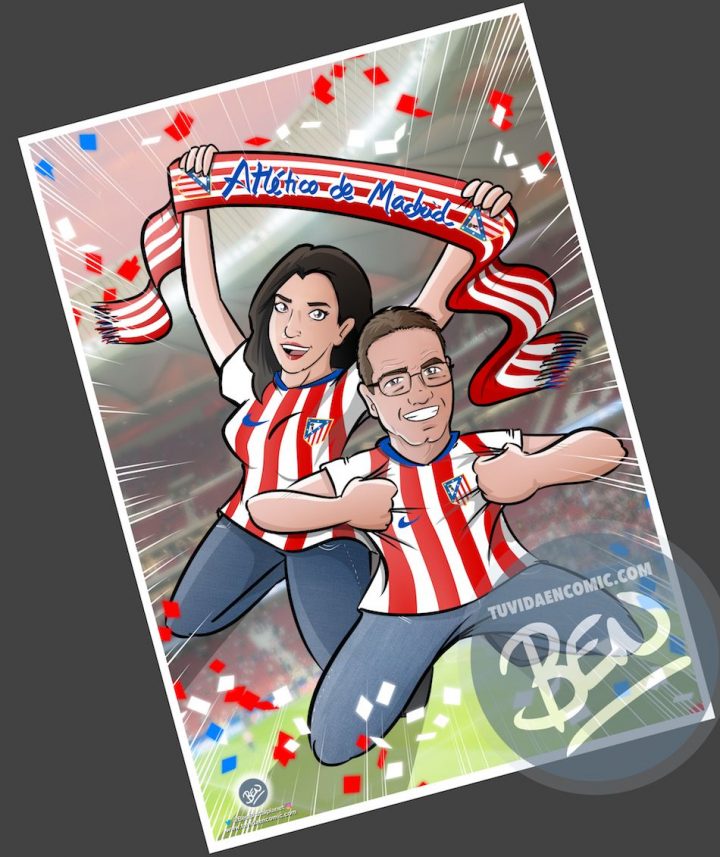 Ilustración Personalizada - "Padre, hija y mucho Atleti" - Caricatura Personalizada - tuvidaencomic.com - BEN - 4