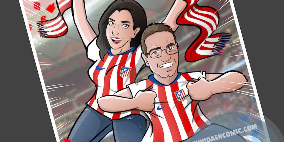 Ilustración Personalizada - "Padre, hija y mucho Atleti" - Caricatura Personalizada - tuvidaencomic.com - BEN - 4