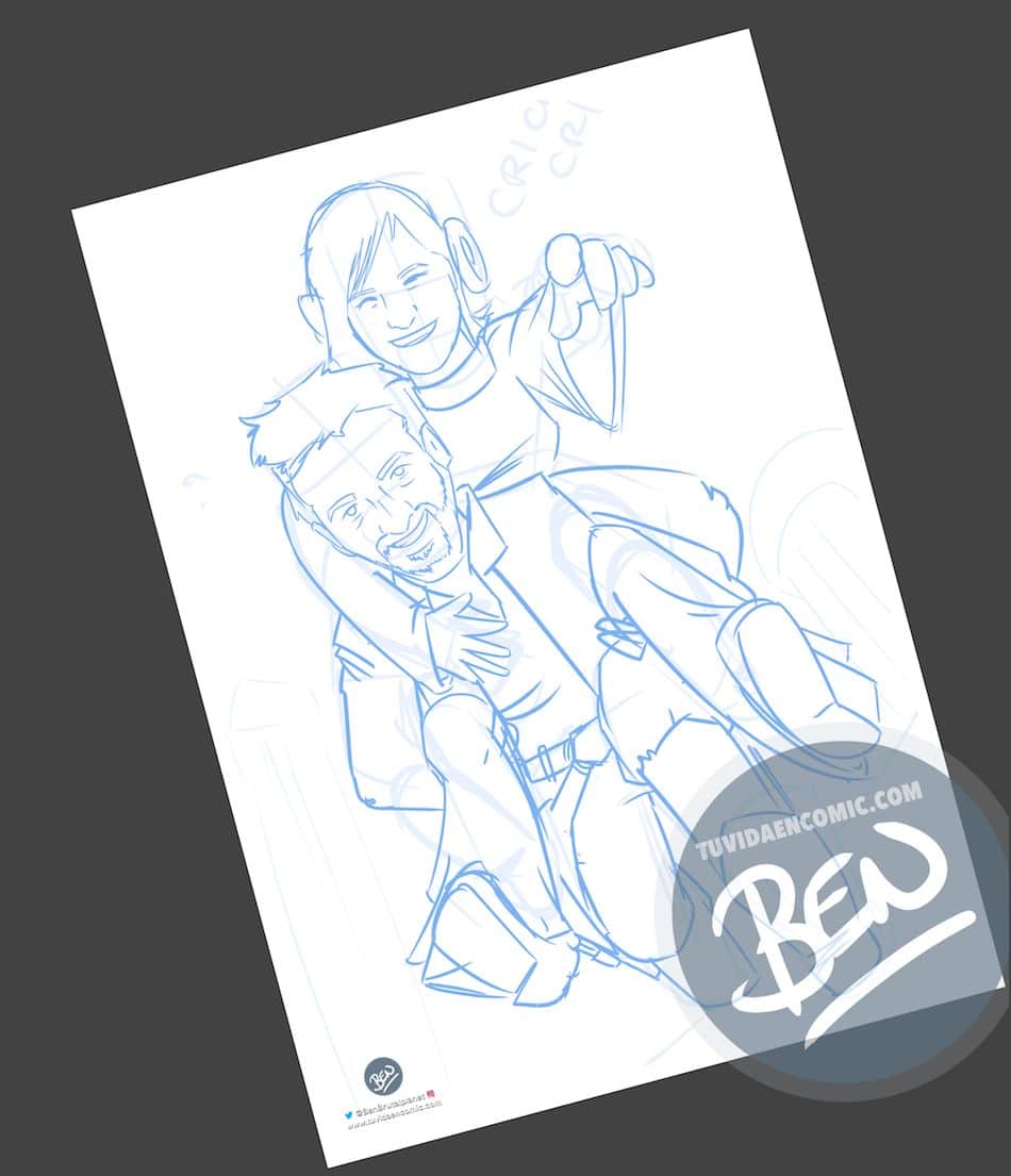 Ilustración personalizada - Las otras aventuras de Han Solo y Leia - Caricatura personalizada - BEN - tuvidaencomic.com - 1