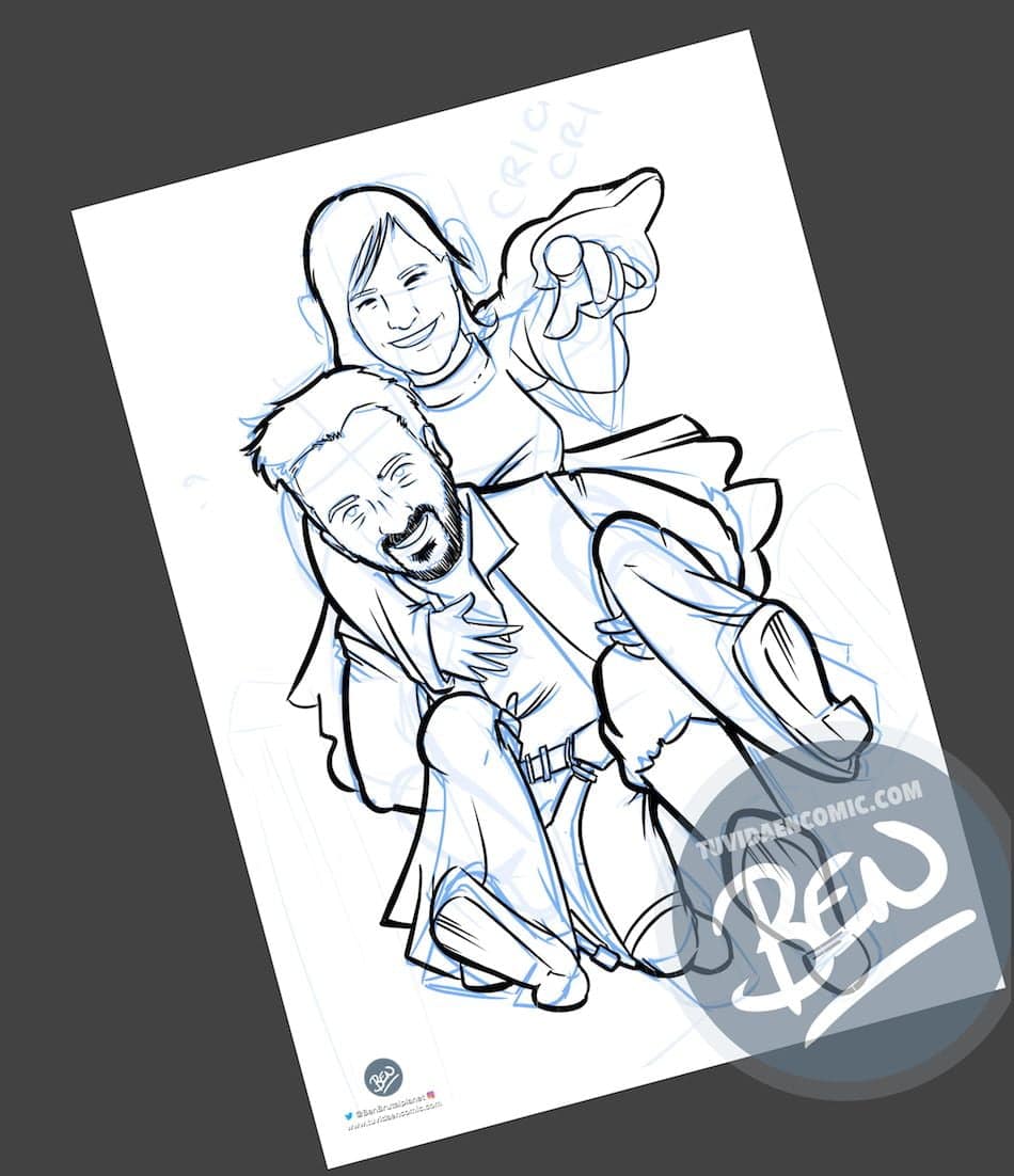 Ilustración personalizada - Las otras aventuras de Han Solo y Leia - Caricatura personalizada - BEN - tuvidaencomic.com - 2