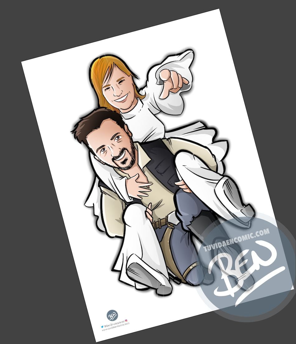 Ilustración personalizada - Las otras aventuras de Han Solo y Leia - Caricatura personalizada - BEN - tuvidaencomic.com - 3