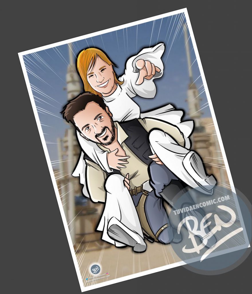 Ilustración personalizada - Las otras aventuras de Han Solo y Leia - Caricatura personalizada - BEN - tuvidaencomic.com - 4