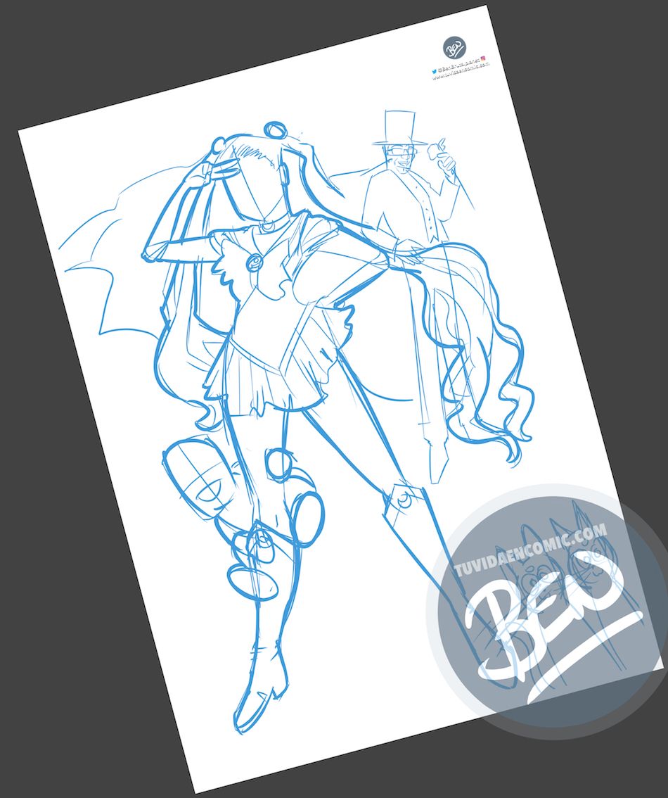Ilustración personalizada - Cuando tu pareja es toda una Sailor Moon - Caricatura Personalizada - tuvidaencomic.com - BEN - 1