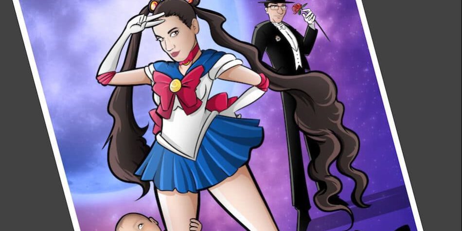 Ilustración personalizada - Cuando tu pareja es toda una Sailor Moon - Caricatura Personalizada - tuvidaencomic.com - BEN - 4