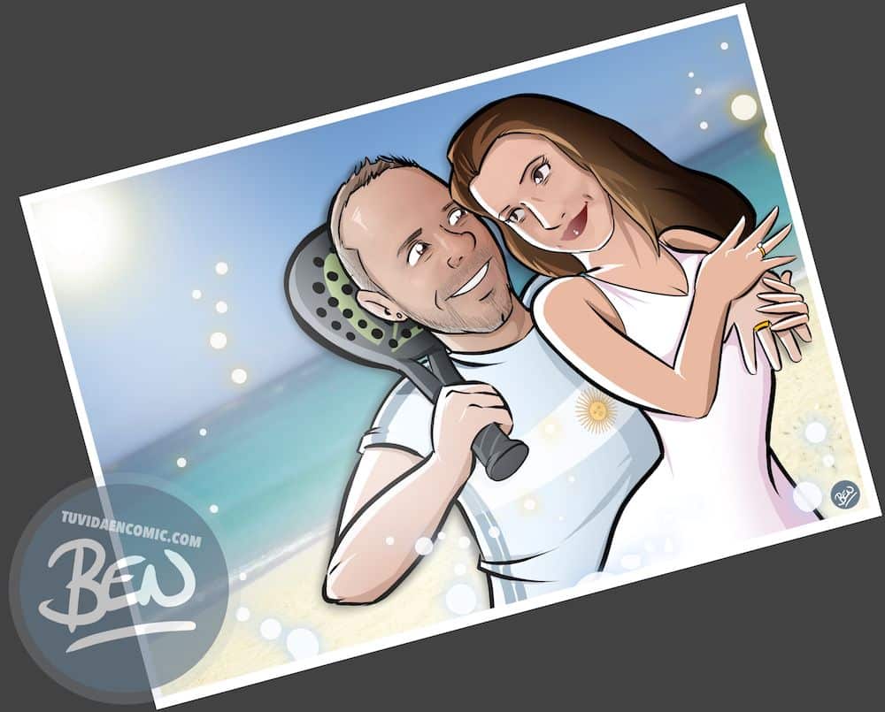 Invitación de boda personalizada y original - Ilustración : Caricatura personalizada - www.tuvidaencomic.com - BEN - 1