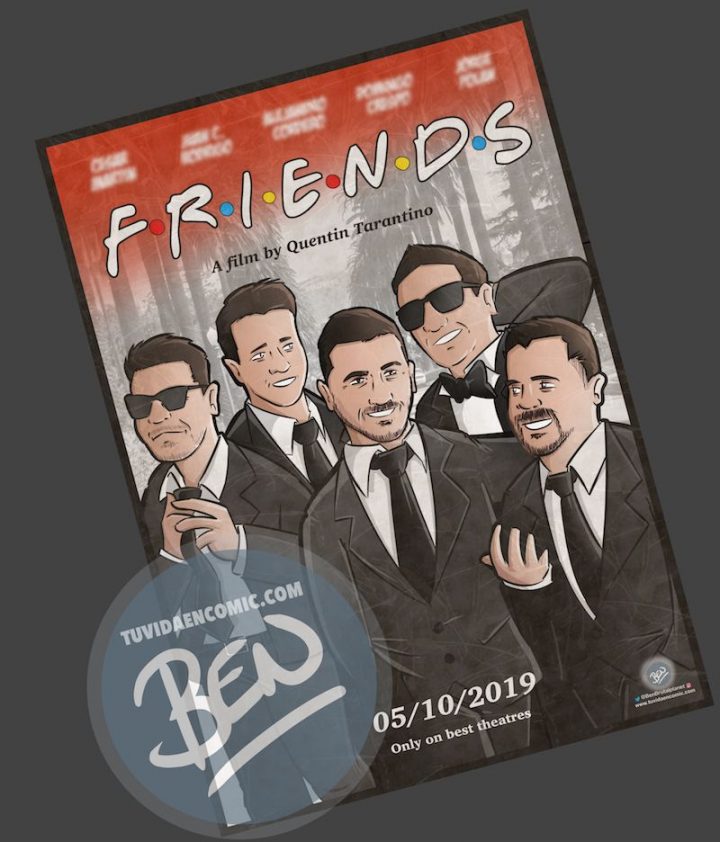 Ilustración grupal personalizada - Amigos a lo Tarantino - Caricatura de grupo Personalizada - www.tuvidaencomic.com - BEN - 4