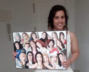 Ilustración grupal personalizada - Todas con la novia en su boda- Caricatura de grupo Personalizada - tuvidaencomic.com - BEN - testimonio (mini)