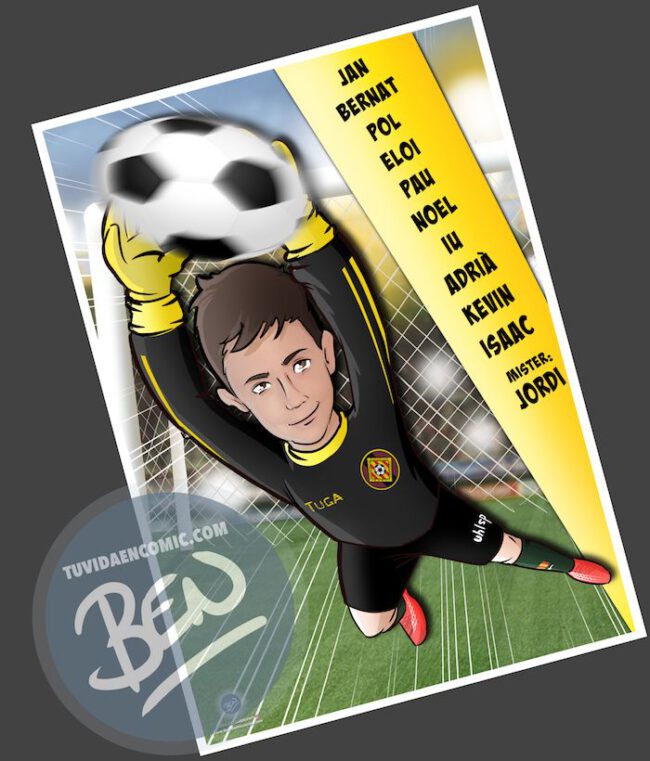 Ilustración infantil - Un regalo para el portero del equipo - Caricatura Personalizada - www.tuvidaencomic.com - BEN - 3