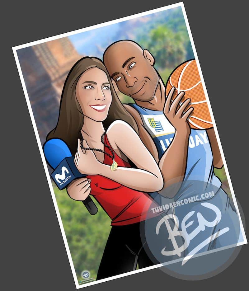 Ilustración personalizada - Televisión, Baloncesto y mucho Amor - Caricatura personalizada - tuvidaencomic.com - BEN - 4
