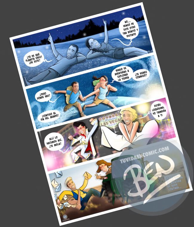 Cómic personalizado - Amores de otro mundo - Regalo de anivesario - tuvidaencomic.com - BEN - Ilustración - Caricatura personalizada - 4