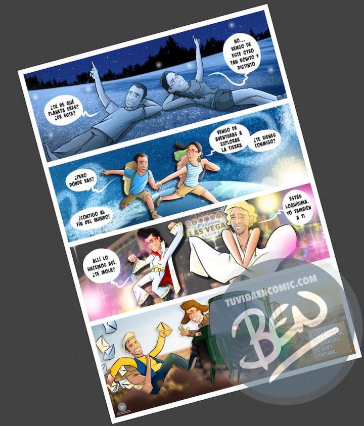 Cómic personalizado - Amores de otro mundo - Regalo de anivesario - tuvidaencomic.com - BEN - Ilustración - Caricatura personalizada - 4