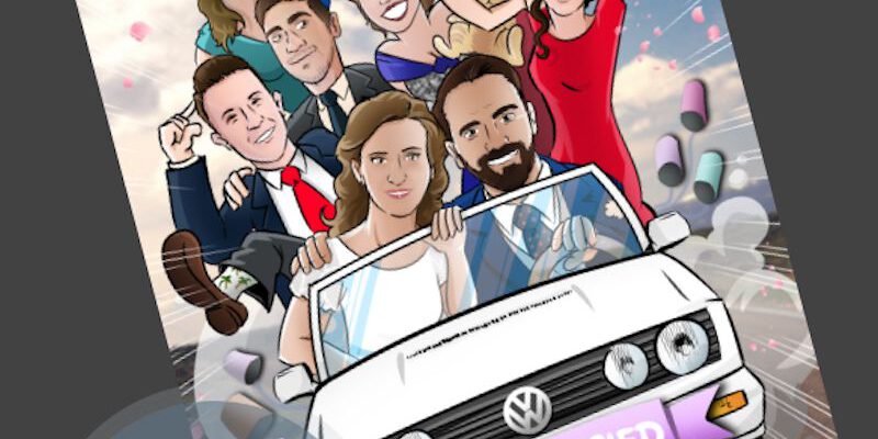 Ilustración grupal personalizada - Nos vamos de boda - Caricatura grupal - tuvidaencomic.com - BEN - 4