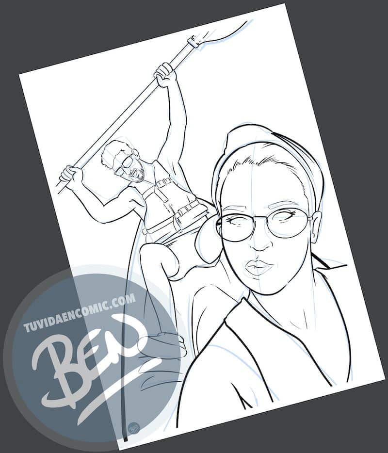 Caricatura de pareja - Rafting & Love 2