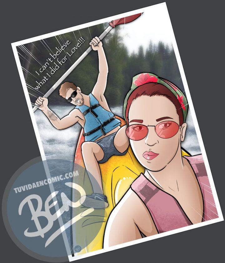Caricatura de pareja - Rafting & Love 4
