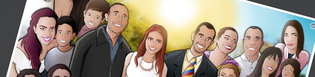 Ilustración de familia - Caricatura grupal personalizada - www.tuvidaencomic.com - Tu Vida en Cómic - BEN - 0