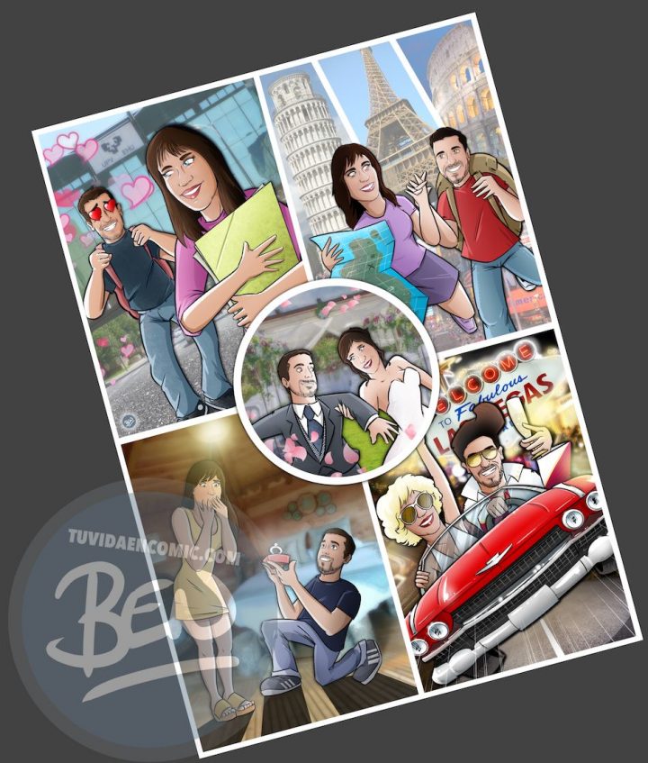 Composición de Ilustraciones - Regalo de boda original en cómic - www.tuvidaencomic.com - Tu Vida en Cómic - BEN - 5
