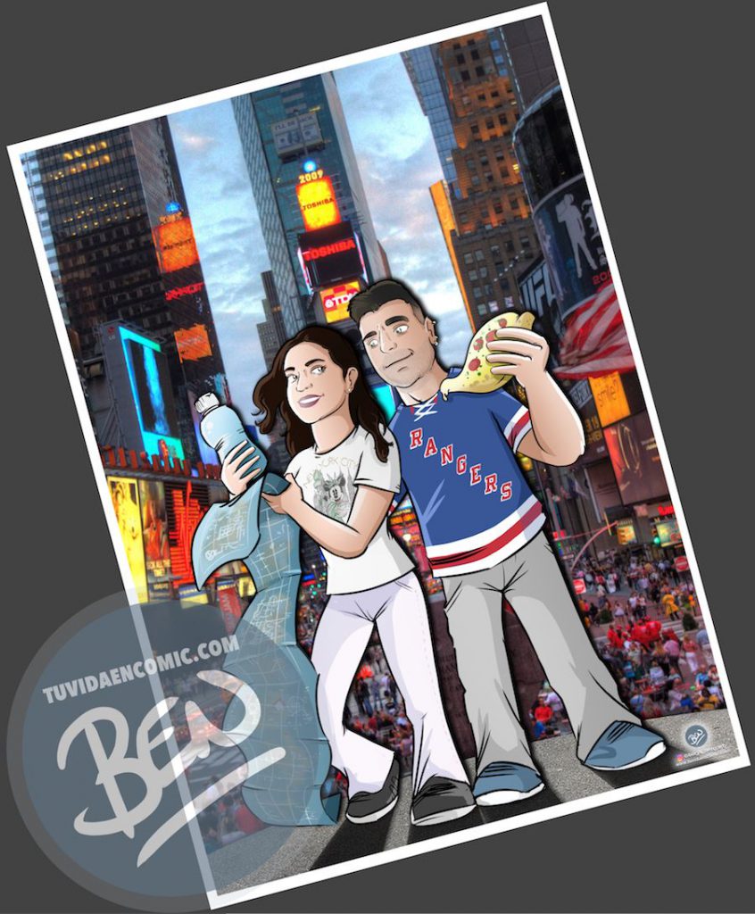 Ilustración - Aventura en Nueva York - caricatura personalizada - www.tuvidaencomic.com - Tu Vida en Cómic - BEN - Regalo original - 4