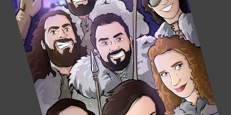 Ilustración Grupal - Amigos que han convertido juntos su vida en cómic - www.tuvidaencomic.com - BEN - Regalo personalizado - 3