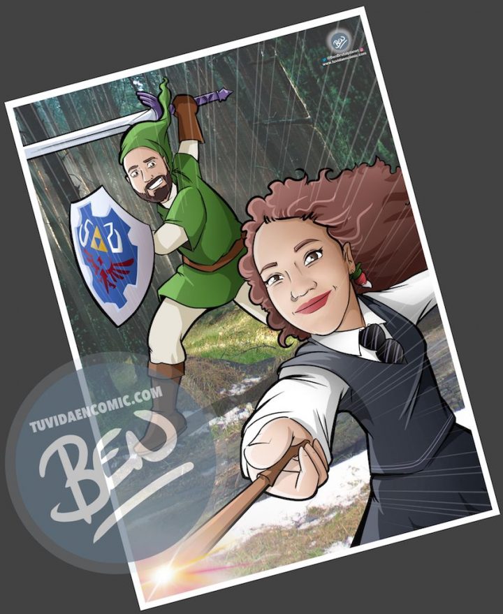 Ilustración - Para fans de Zelda y Harry Potter - Caricatura personalizada - www.tuvidaencomic.com - Regalos originales - Regalos personalizados - 4