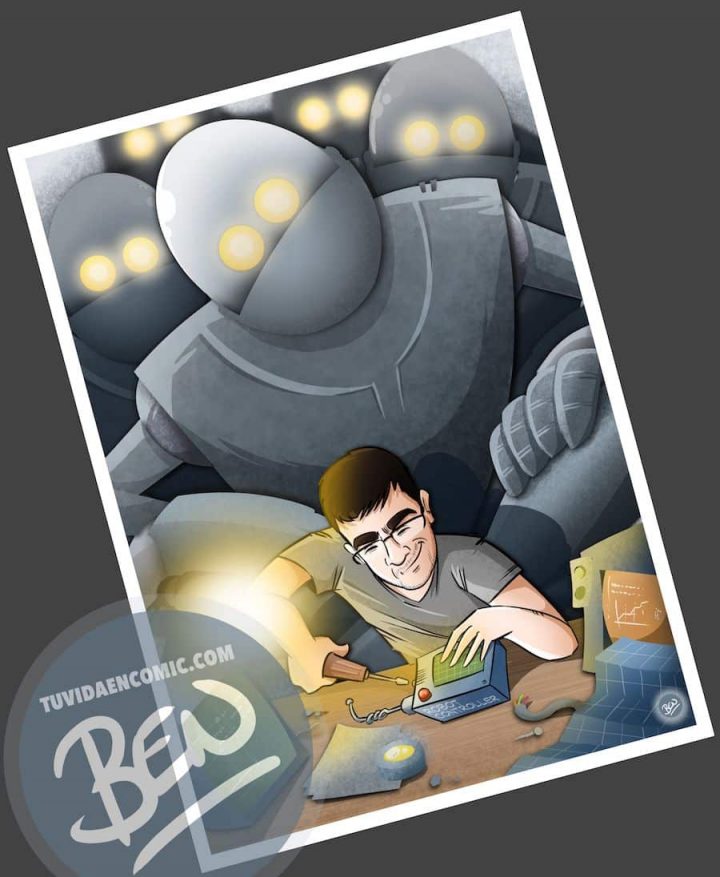 Ilustración para quien pasa la vida entre cables y circuitos - caricatura personalizada - www.tuvidaencomic.com - Tu Vida en Cómic - BEN - Regalo original - 5