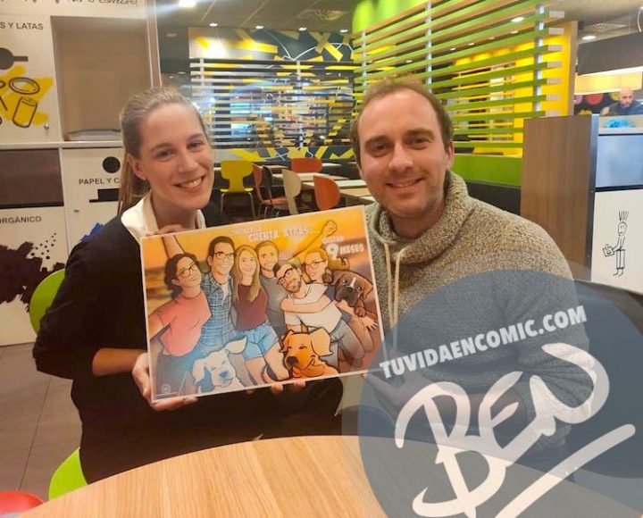 Caricatura de amigos - 9 meses para la boda - Ilustración grupal - tuvidaencomic.com - Tu Vida en Cómic - Regalo Personalizado - BEN - TESTIMONIO 1