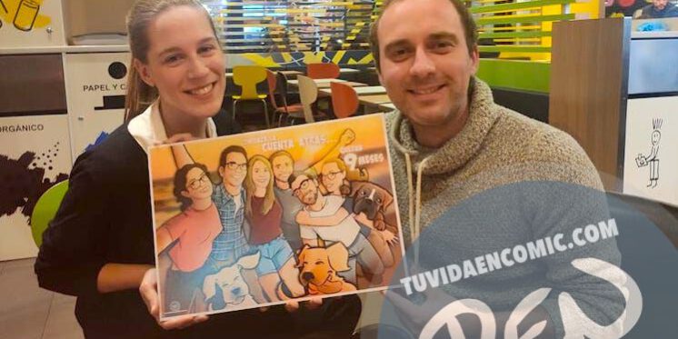 Caricatura de amigos - 9 meses para la boda - Ilustración grupal - tuvidaencomic.com - Tu Vida en Cómic - Regalo Personalizado - BEN - TESTIMONIO 1