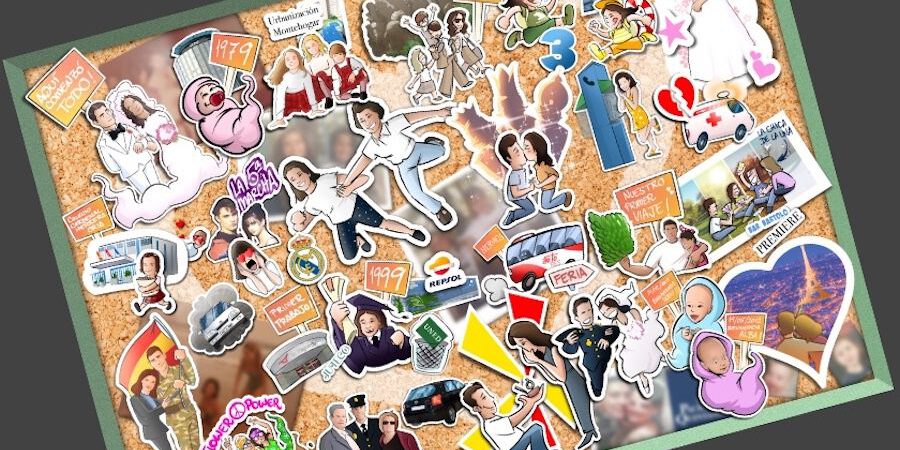 Ilustración - Regalo de cumpleaños original - -Una-vida-en-35-pegatinas-Stickers-personalizados-www.tuvidaencomic.com-BEN-Tu-Vida-en-Cómic-Caricatura-personalizada-sticker-0