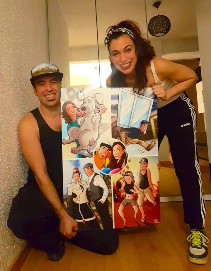 Composición de ilustraciones "Cosas que nos unieron" - Regalo romántico personalizado - regalos personalizados - www.tuvidaencomic.com - BEN - Caricaturas personalizadas - testimonio 2