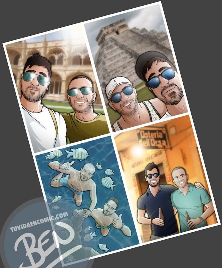 Composición de ilustraciones "Estos son nuestros recuerdos" - Regalo personalizado - www.tuvidaencomic.com - Caricaturas Personalizadas - BEN - 3