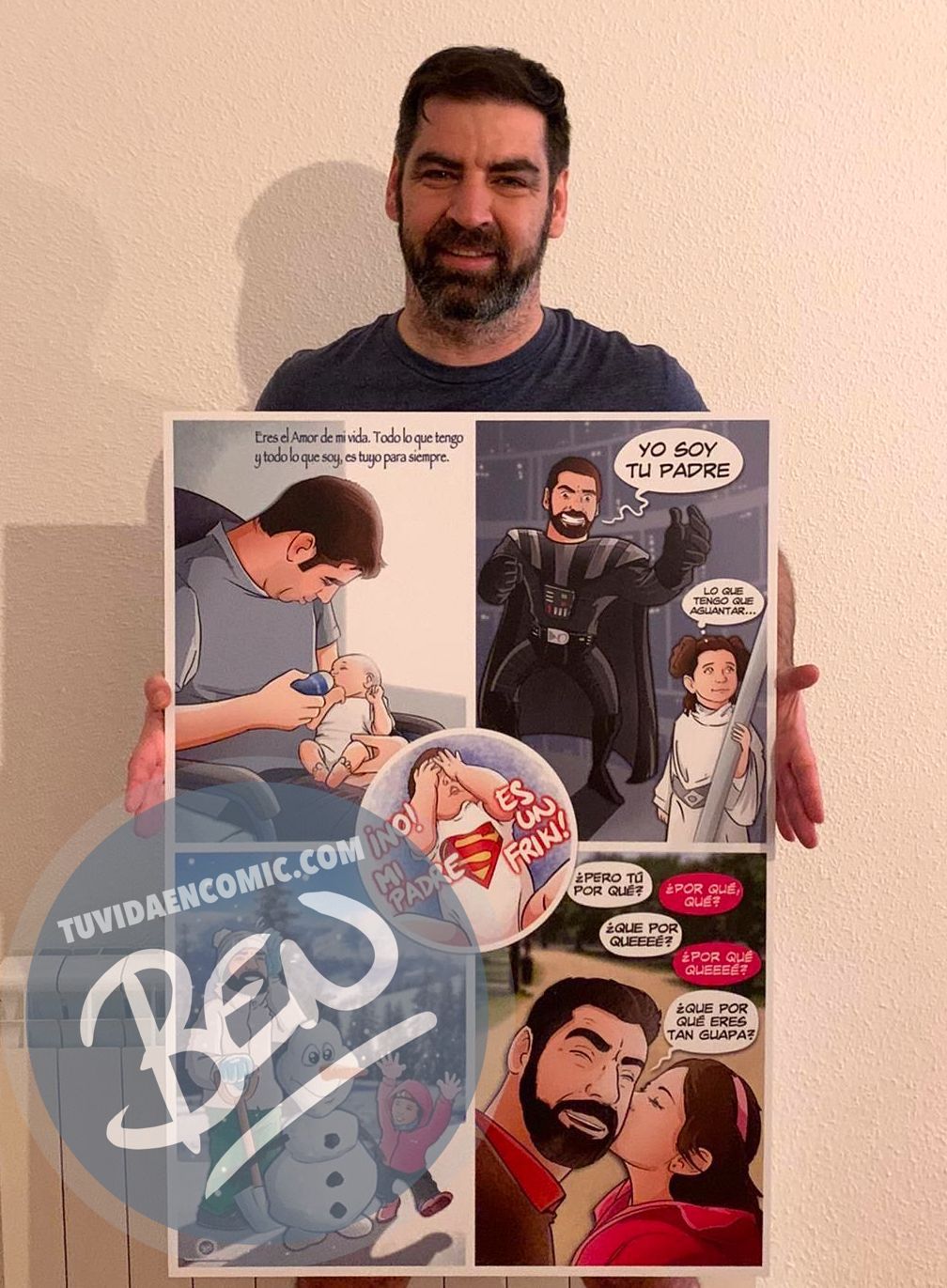 Regalo del día del Padre personalizado - Momentos de Padre e hija - Composición de ilustraciones - Tu Vida en Cómic - www.tuvidaencomic.com - BEN - Cómic Personalizado - TESTIMONIO 1