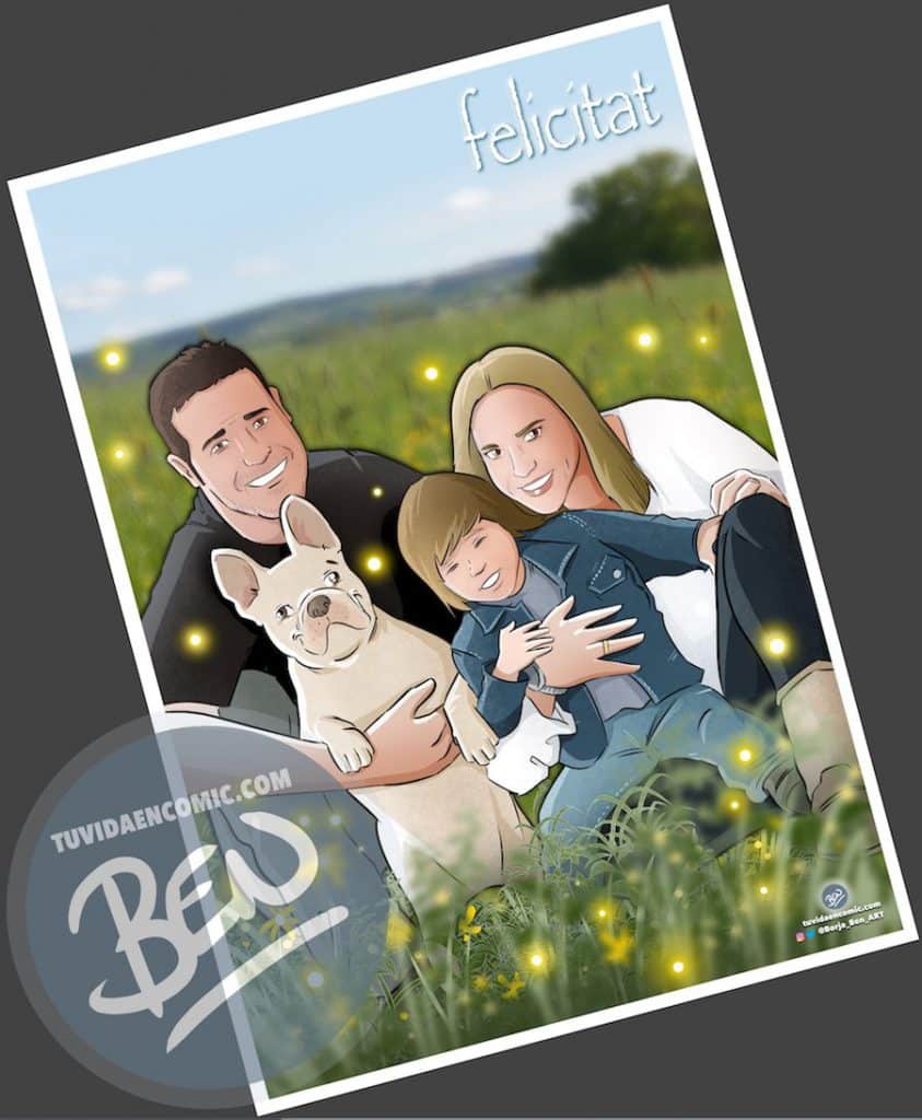 Regalo de cumpleaños personalizado - Ilustraciones de familia - www.tuvidaencomic.com - Tu Vida en Cómic - BEN - Regalos personalizados - Regalo del día del padre - Caricatura personalizada - 2