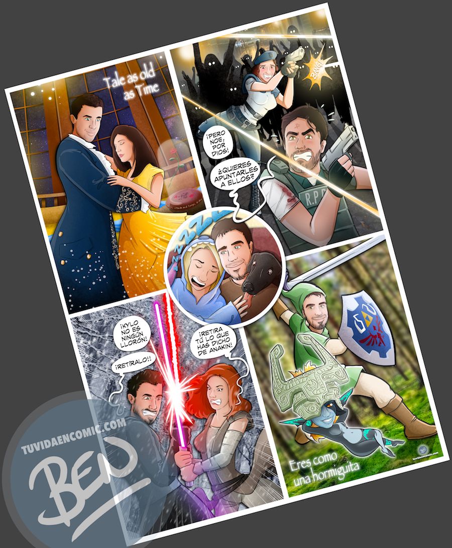 Regalo de cumpleaños personalizado - Por eso somos Pareja - Composición de ilustraciones - www.tuvidaencomic.com - Tu Vida en Cómic - Caricaturas Personalizadas - BEN - Regalos originales - 4