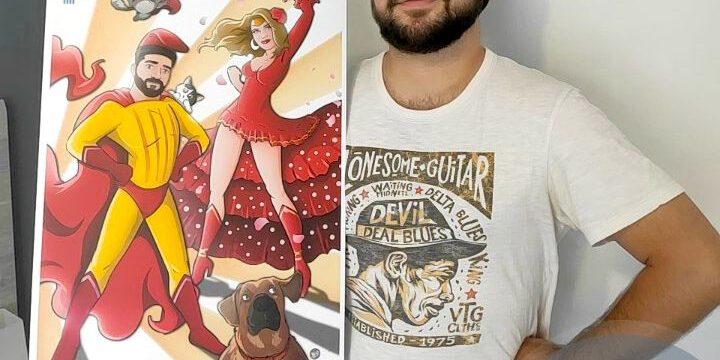 Ilustración Regalo personalizado – “Super pareja de barretina y castañuela” – Caricatura Personalizada – regalo de cumpleaños personalizado – Tu Vida en Cómic – testimonio 1 Ilustración Regalo personalizado – "Super pareja de barretina y castañuela" – Caricatura Personalizada - regalo de cumpleaños personalizado - Tu Vida en Cómic - testimonio 1