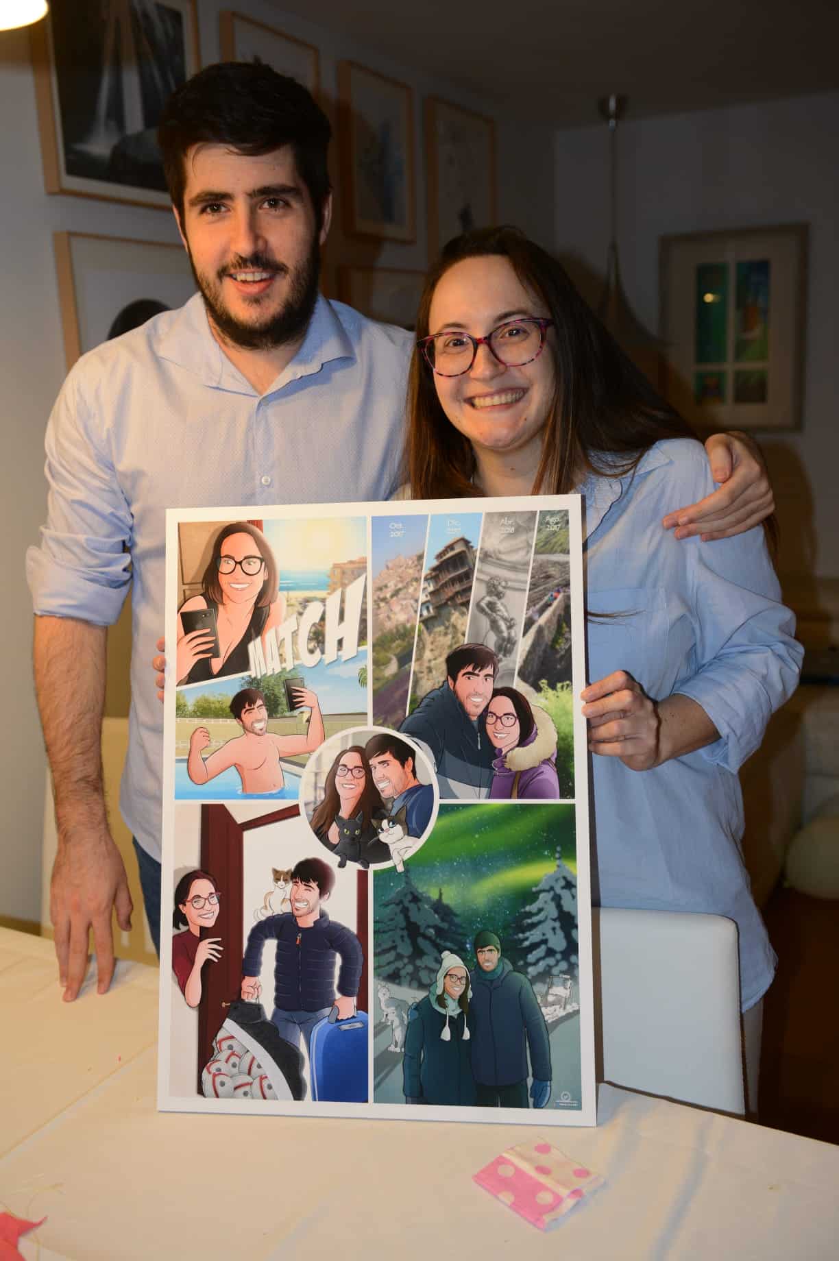 Composición de ilustraciones “Así comenzó nuestra vida juntos” – Regalo de aniversario personalizado - Tu Vida en Cómic - Cómics Personalizados - Testimonio a