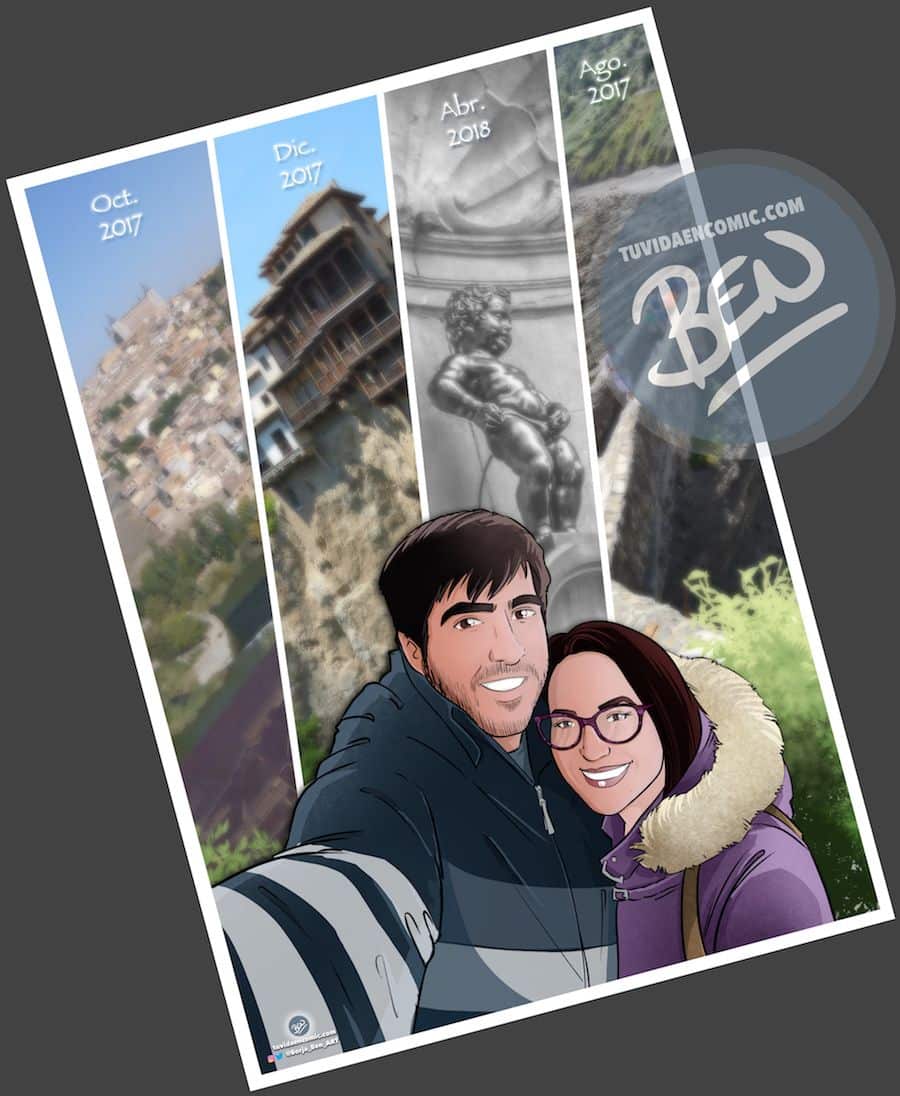 Composición de ilustraciones “Así comenzó nuestra vida juntos” – Regalo de aniversario personalizado - Tu Vida en Cómic - www.tuvidaencomic.com - Caricaturas personalizadas . Cómics Personalizados - 2