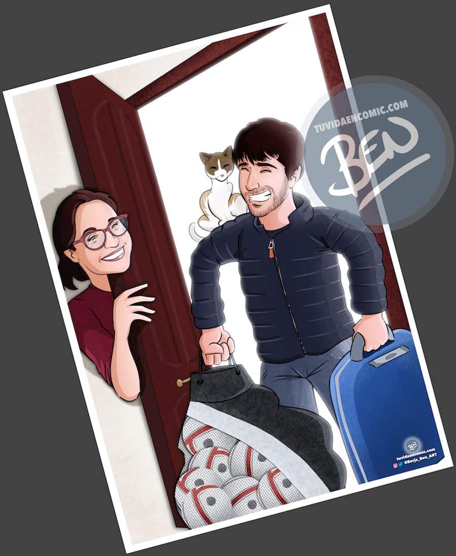Composición de ilustraciones “Así comenzó nuestra vida juntos” – Regalo de aniversario personalizado - Tu Vida en Cómic - www.tuvidaencomic.com - Caricaturas personalizadas . Cómics Personalizados - 3