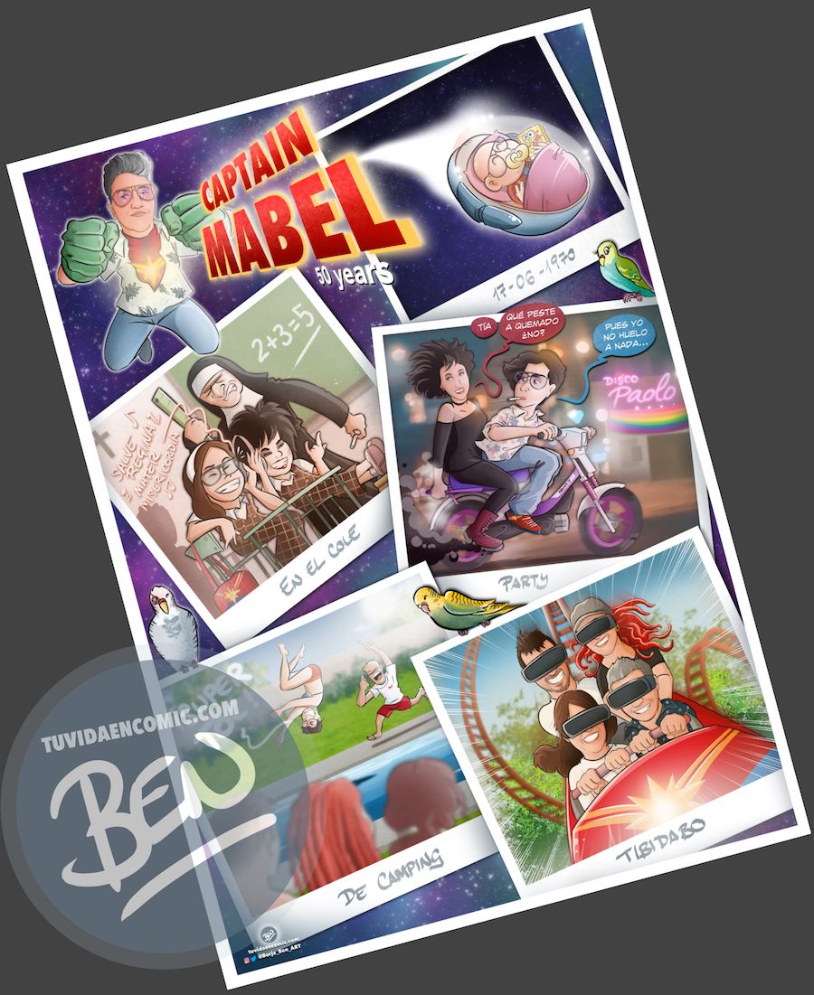 Cómic personalizado - "Captain Mabel" - Regalo de cumpleaños personalizado - www.tuvidaencomic.com - Caricaturas - Borja_Ben_ART - Impreso